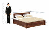 Due Solid Sheesham Wood Hydraulic Bed With Box Storage (King Size, Natural Finish)